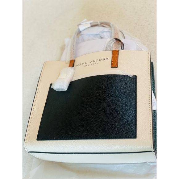 NWT Marc Jacobs Mini Grind Colorblock Leather Tote Bag sandshell multi - Picture 7 of 9
